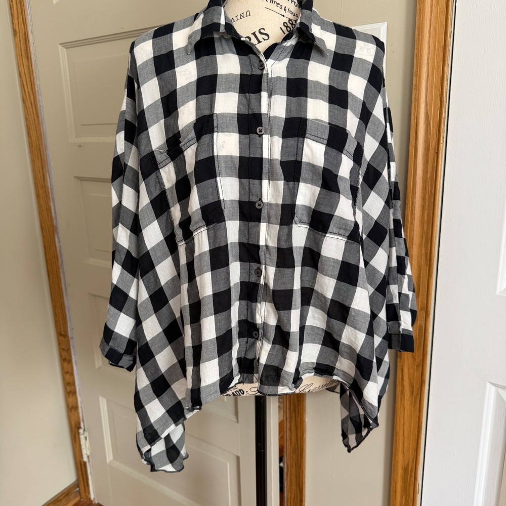Ralph Lauren Denim & Supply Oversized Buffalo Plaid Dolman Sleeve Preppy Retro